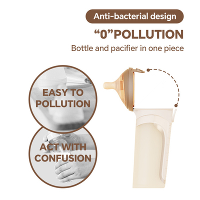 Flip-Cap Anti-Drop Soft Silicone Babymilchflasche mit natürlicher Reaktion Nippel (Rundloch S-Code)