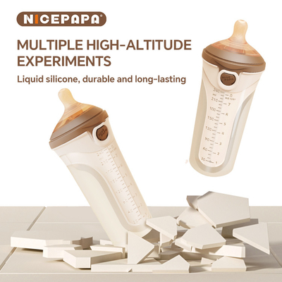 Flip-Cap Anti-Drop Soft Silicone Babymilchflasche mit natürlicher Reaktion Nippel (Rundloch S-Code)