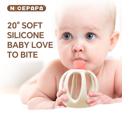 NICEPAPA EXPLORATOREN 100% Lebensmittel-Silicone Baby-Zähne Sensor beruhigende Baby-Produkte (Pink)