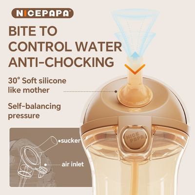 V-förmiger Anti-Erstickung PPSU hitzebeständig flip-cap Wasserbecher schützt Kinder mit Gravitationskugel weicher Griff 330ml
