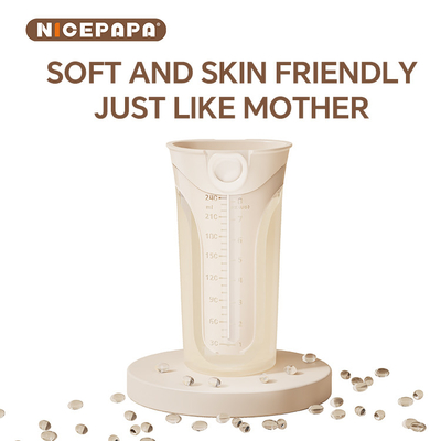 NICEPAPA FLIP-CAP Langlebige BPA-freie Lebensmittel-Silicon Babyflasche Hohle Skala Einfacher Griff (Kreuzloch M)