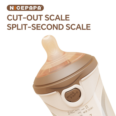 NICEPAPA FLIP-CAP Langlebige BPA-freie Lebensmittel-Silicon Babyflasche Hohle Skala Einfacher Griff (Kreuzloch M)