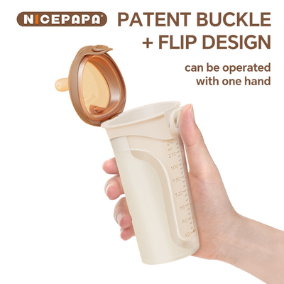NICEPAPA FLIP-CAP Langlebige BPA-freie Lebensmittel-Silicon Babyflasche Hohle Skala Einfacher Griff (Kreuzloch M)